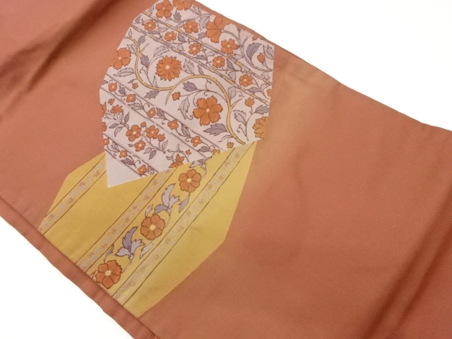 JAPANESE KIMONO / VINTAGE NAGOYA OBI / WOVEN FLOWER ARABESQUE